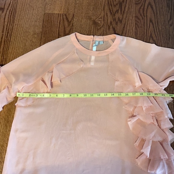 NWT ASOS RAW RUFFLED SHEER BLOUSE. Long sleeve. Crew neck peachy pink size 8 - Picture 14 of 15